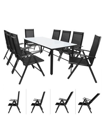Gartenmöbel Set Alu 9-tlg. 8 Personen Sitzgruppe Bern